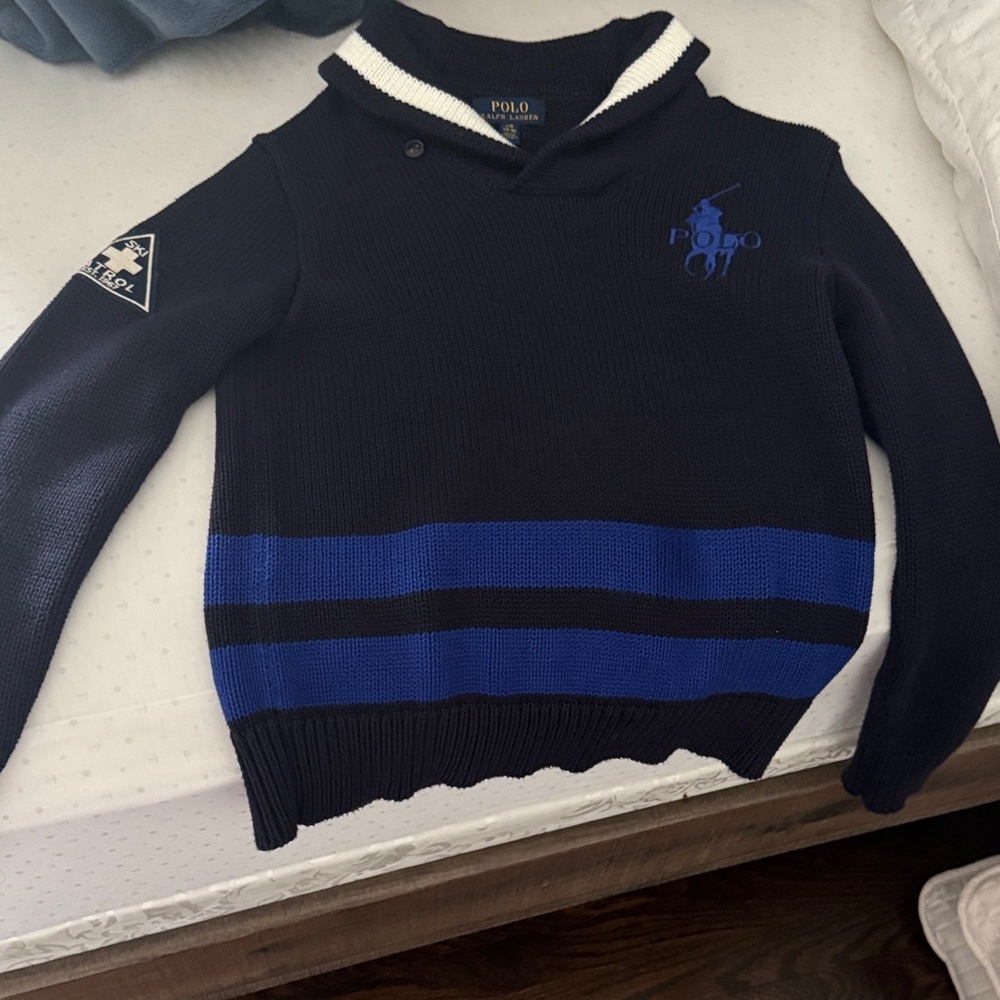 Polo by Ralph Lauren Men's Navy and Royal Blue Crewneck Sweater